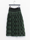 YANYAN KNITS Fall/Winter 2025: Wool plaid cropped sweater / mid-length skirt YYK-YYW25-1422-GW (Skirt: YYW25-2021)